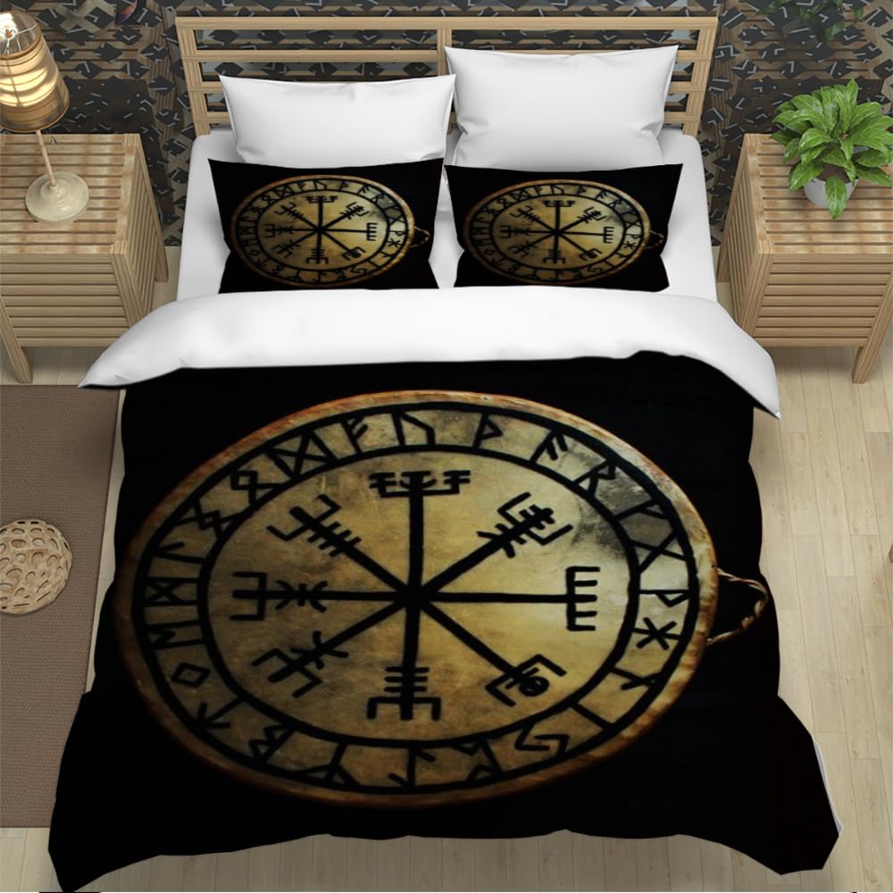 Wikinger Bettwäsche Set 3-teilig Für Jungen – Mikrofaser, 155x220 Cm, Mit Reißverschluss