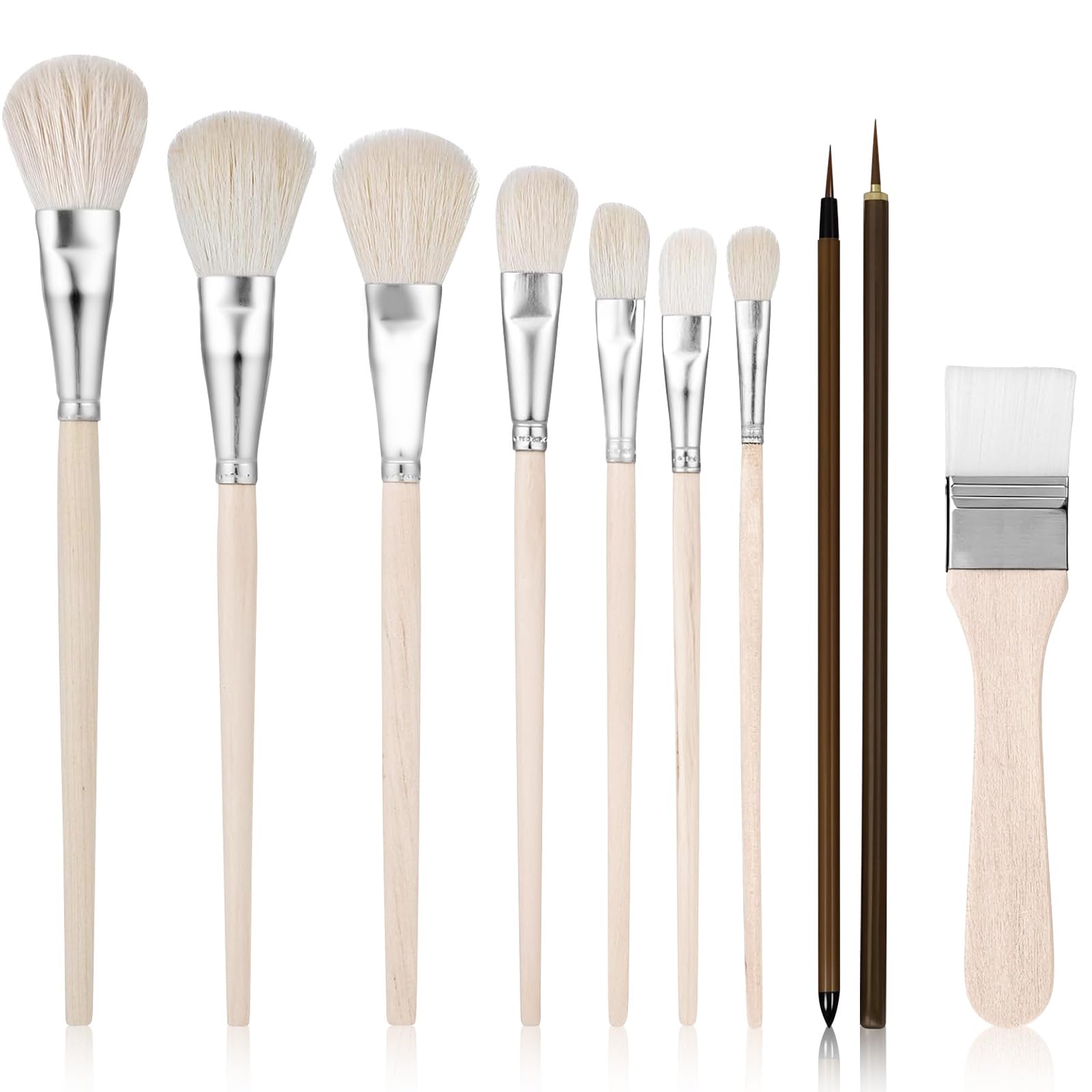10Pcs Acrylic Painting Brushes Mop Brush for Acrylic Painting, Mop Brush Paintbrushes for Acrylic Paint, Oil Painting Brushes, Professional Paint Brushes for Acrylic Painting for Watercolor Painting