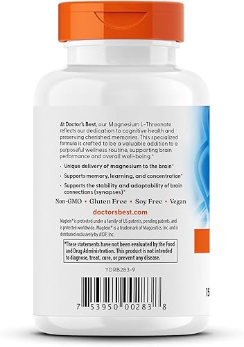 Miniatura 3 de Doctor's Best, Brain Cápsulas vegetales de magnesio, 90 unidades (paquete de 1)