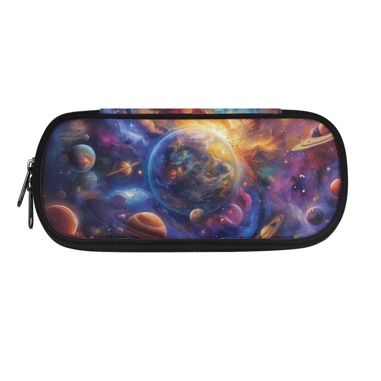 HUGS IDEA Vibrant Cosmic Space Pencil Case for Boys Large Capacity Pen Holder Bag Office School Supplies Stationery Organizer Bag Pencil Case — image 1