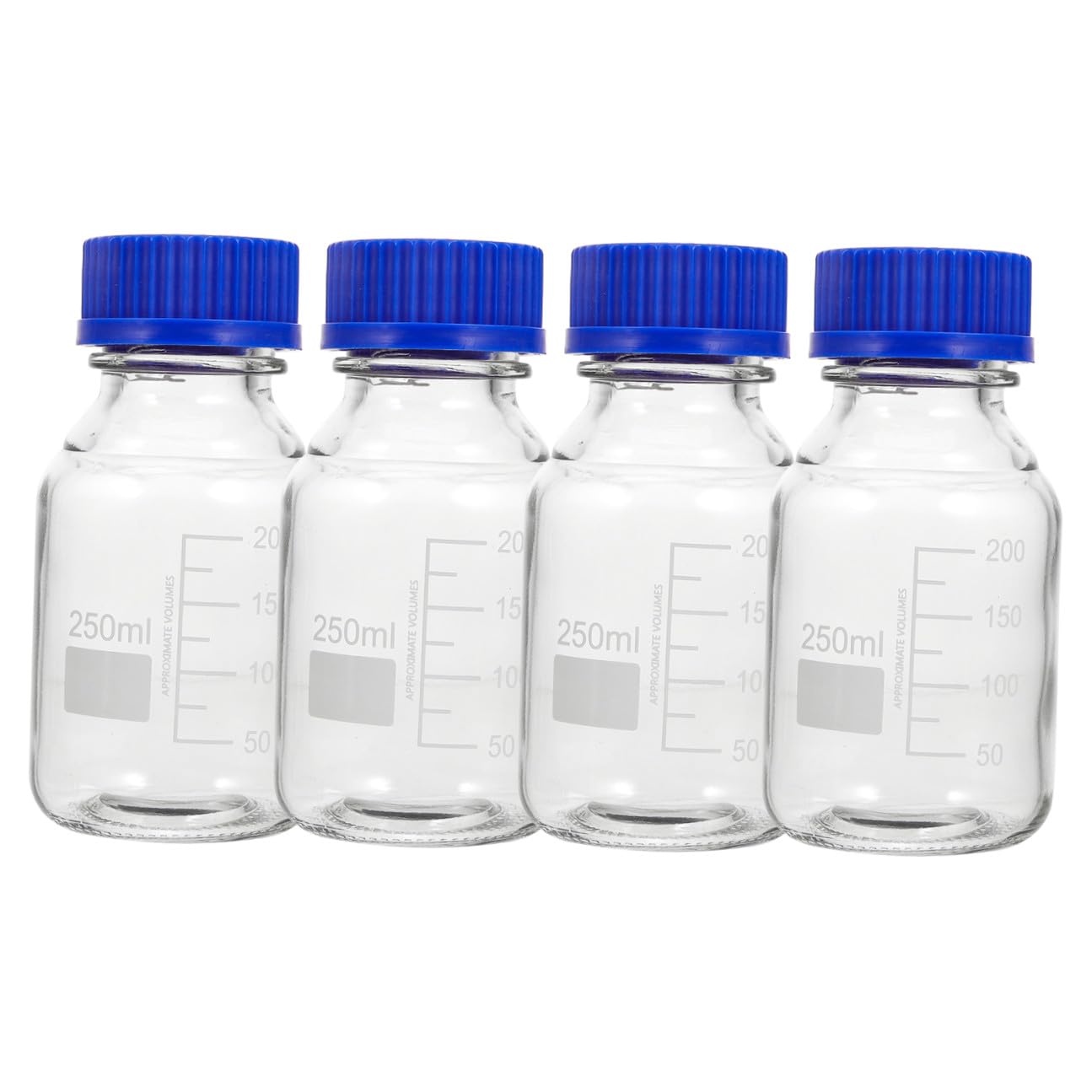TOPBATHY 4 Piezas Frasco de reactivo con tapa azul botellas contenedores de almacenamiento botella de vidrio con tapones de rosca botella de muestra botella con tapón de rosca el plastico