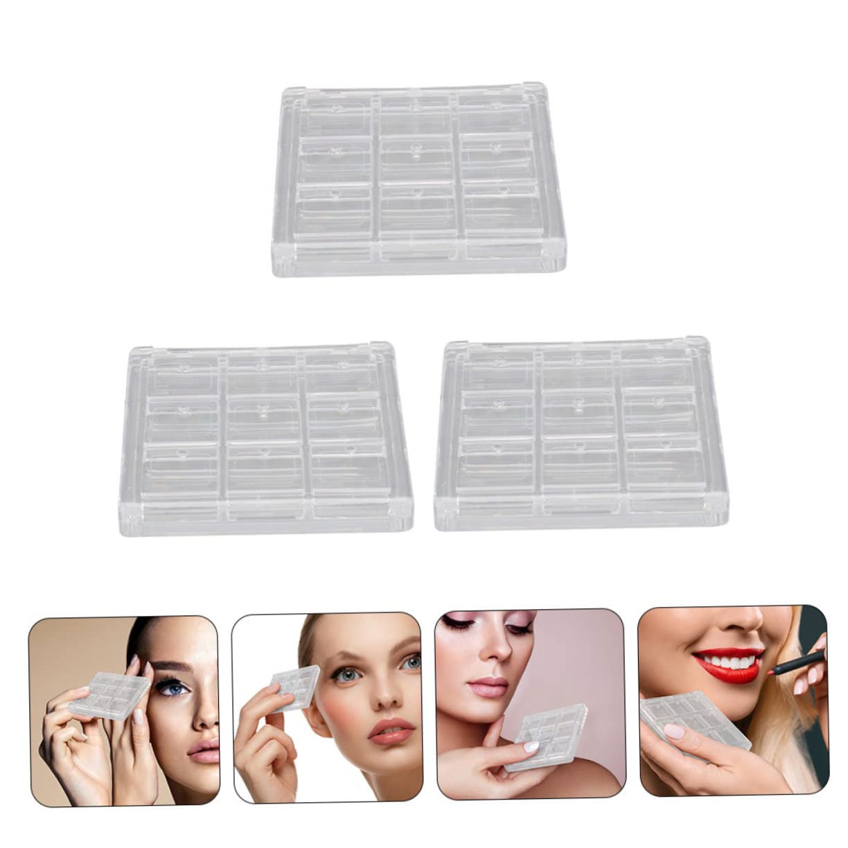 minkissy 9pezzi Scatola Organizer Per Ombretti Trasparente Da Compatta e Leggera Per Ombretti Rossetti e Blush Ottima Per Viaggi e Makeup Fai Da Te