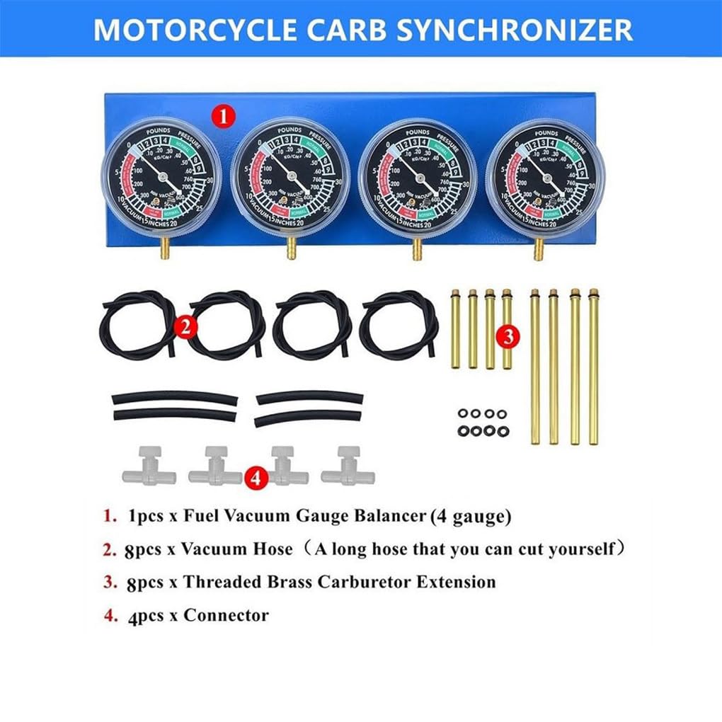 Herramienta de sincronización de carburadores para motocicletas, probador carburadores para motocicletas, kit sincronización, herramientas diagnóstico para, equilibrador 4 cilindros