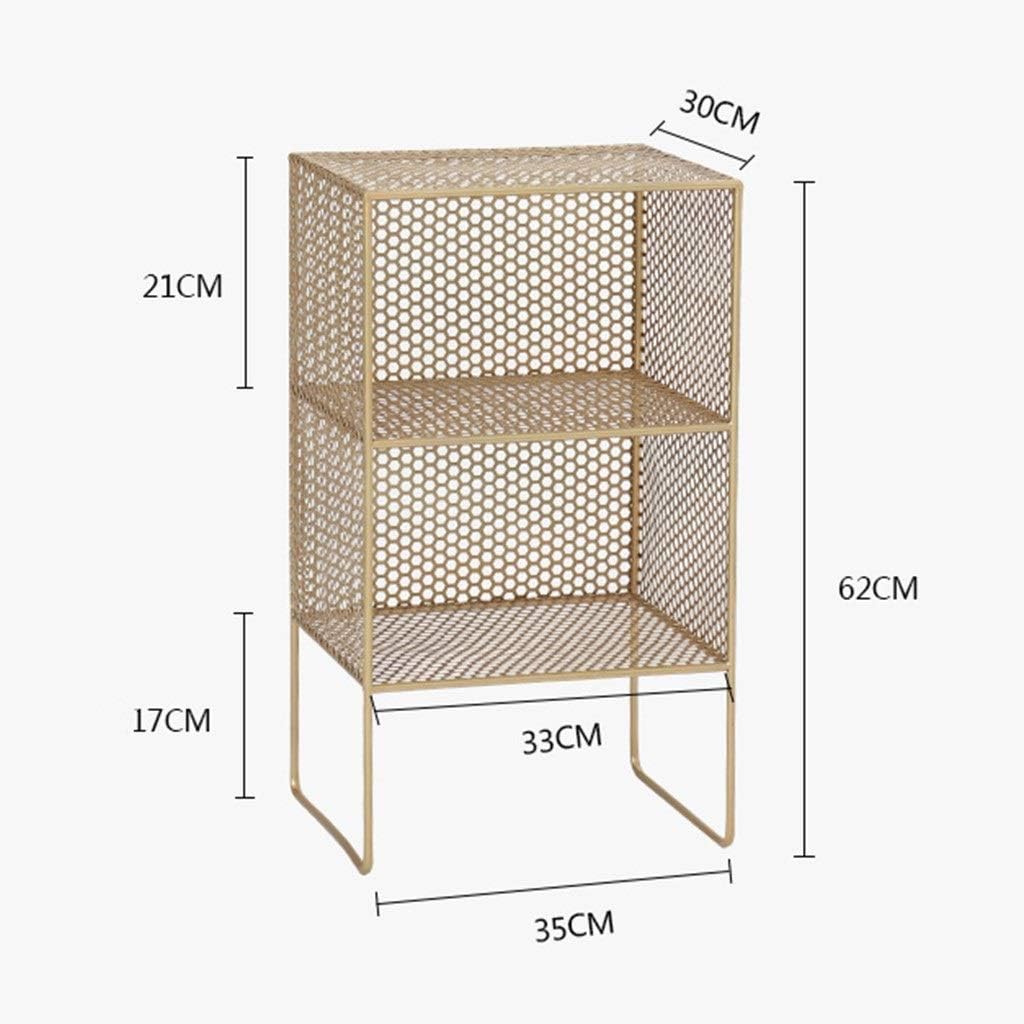 Rack Magazine Rack Floorstanding Simple Wrought Iron Storage Rack Bedside Cabinet Rack Multilayer Storage Rack (Color Yellow Size 35 30 62cm) (Color : Yellow Size : 35 30