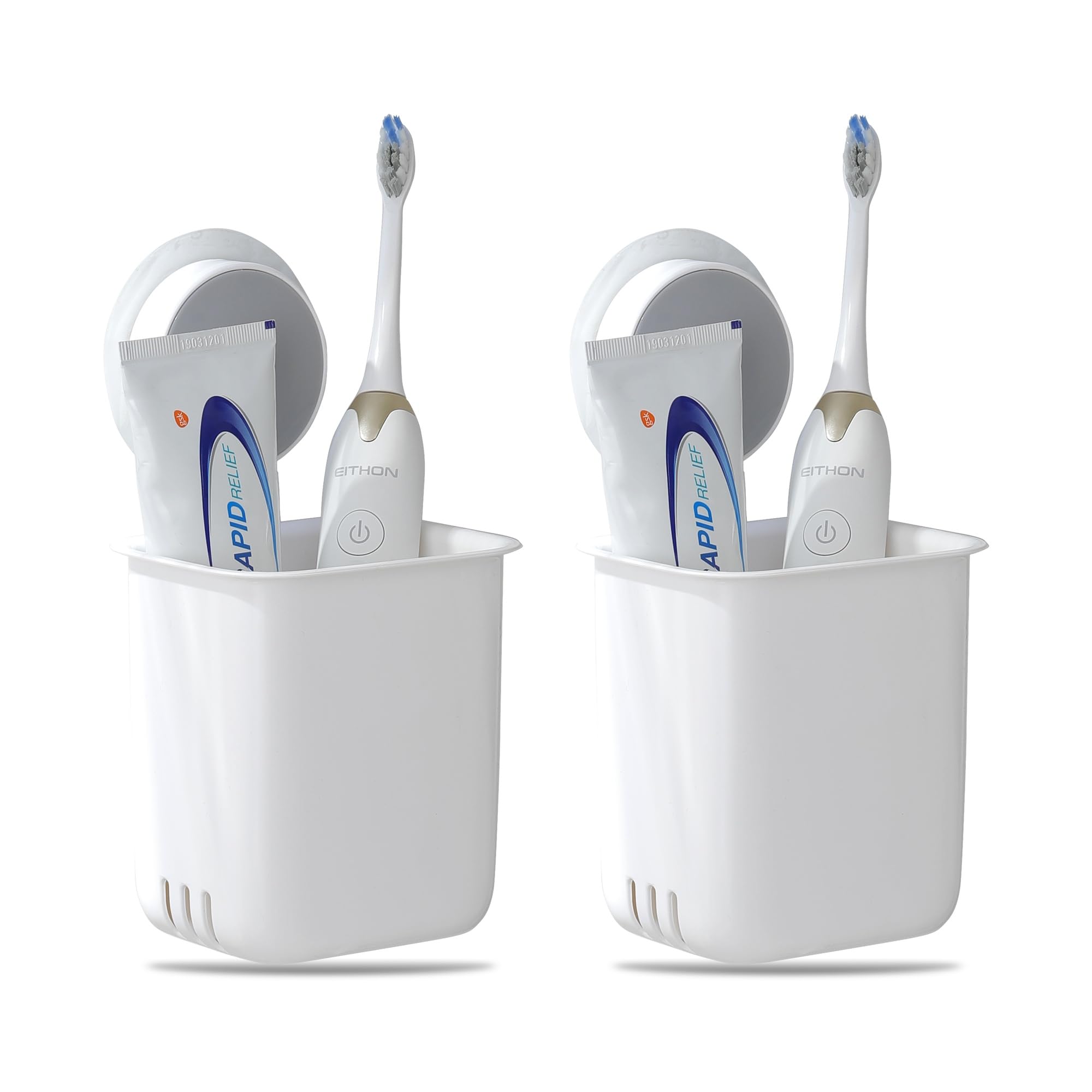 Nyarra Toothbrush Holder for Bathroom | Self Adhesive Wall Mounted Toothbrush Holder | Multifunctional Organizer for Electric Toothbrush | Washroom Organizer for Tooth Brush - Pack of 2 [ND-1358]-image-34