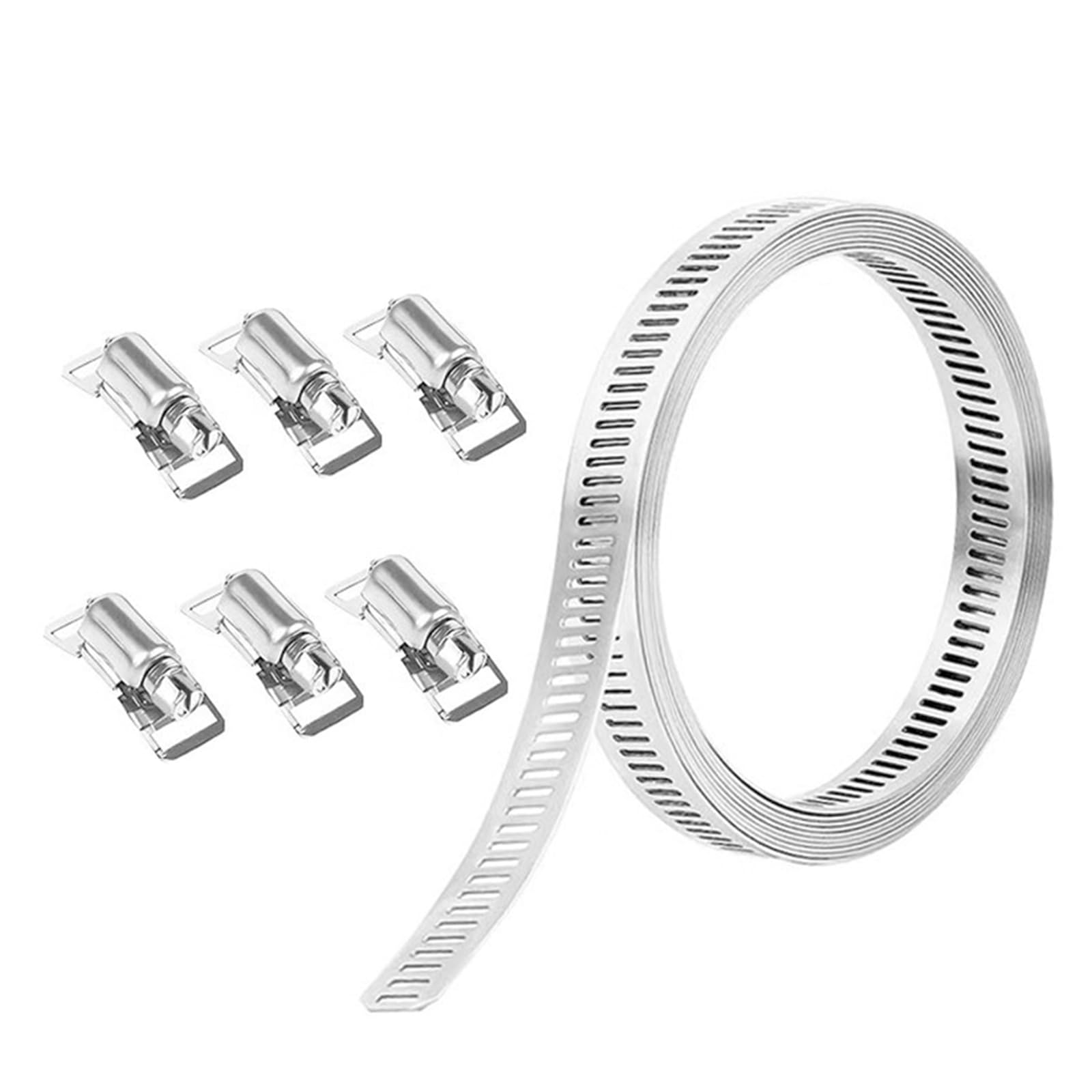 Mettal Strap with 5 Fasteners Adjustable Gear Band Hose Clamps Stainless Steel Clamp Pipe Ducting Clamp Screw Clamps for Pipe