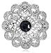 Downton Abbey "Jeweled Heirlooms Boxed" Silver Tone Crystal Edwardian Filigree Floral Blue Sapphire Round Pin