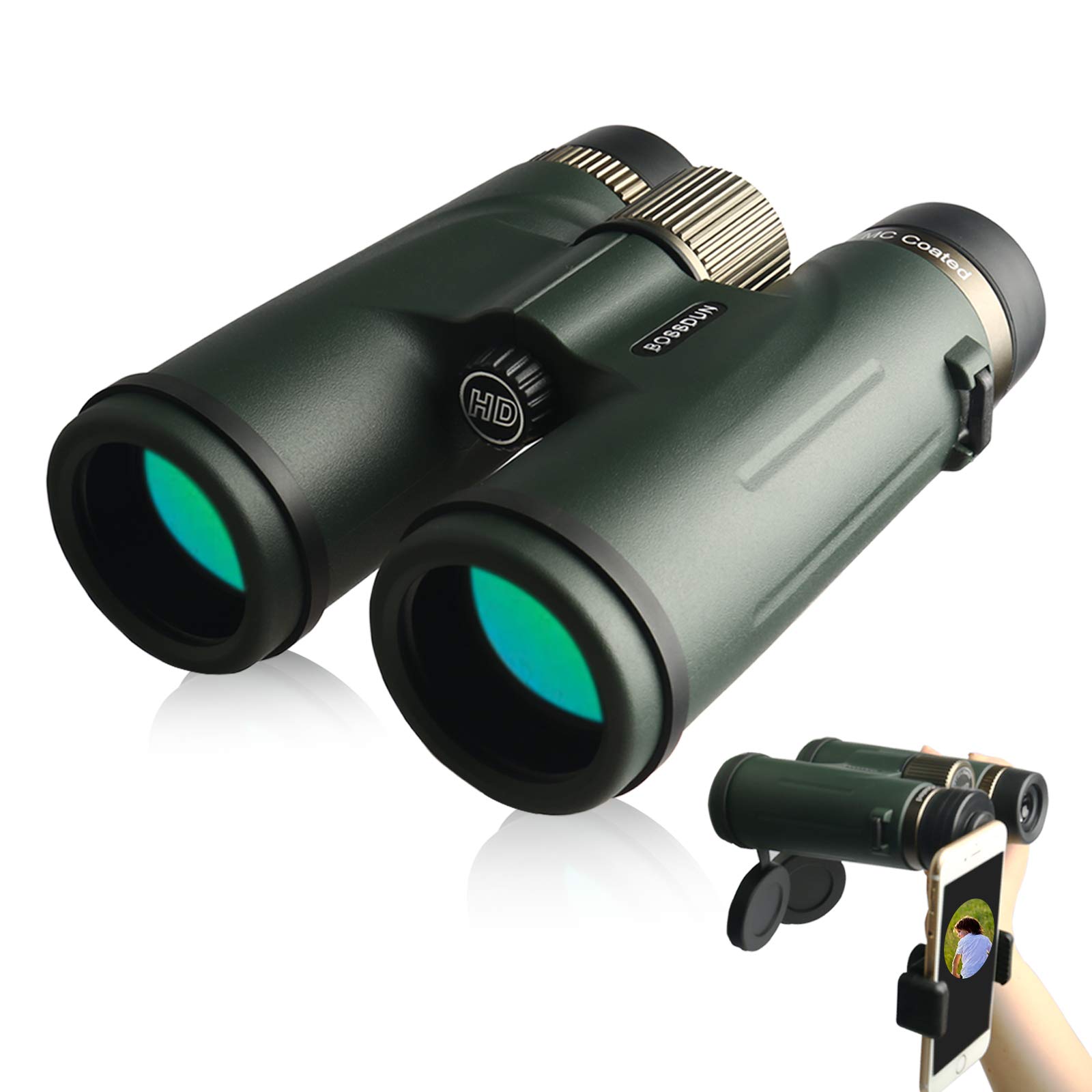 Fernglas,12x42 Hd Feldstecher Ferngläser,wasserdichtes Hochleistungsfernglas Mit Nachtsicht Bei Schlechten Lichtverhältnissen Für Vogelbeobachtung, Wandern, Jagd, Sightseeing. (Dunkelgrün)