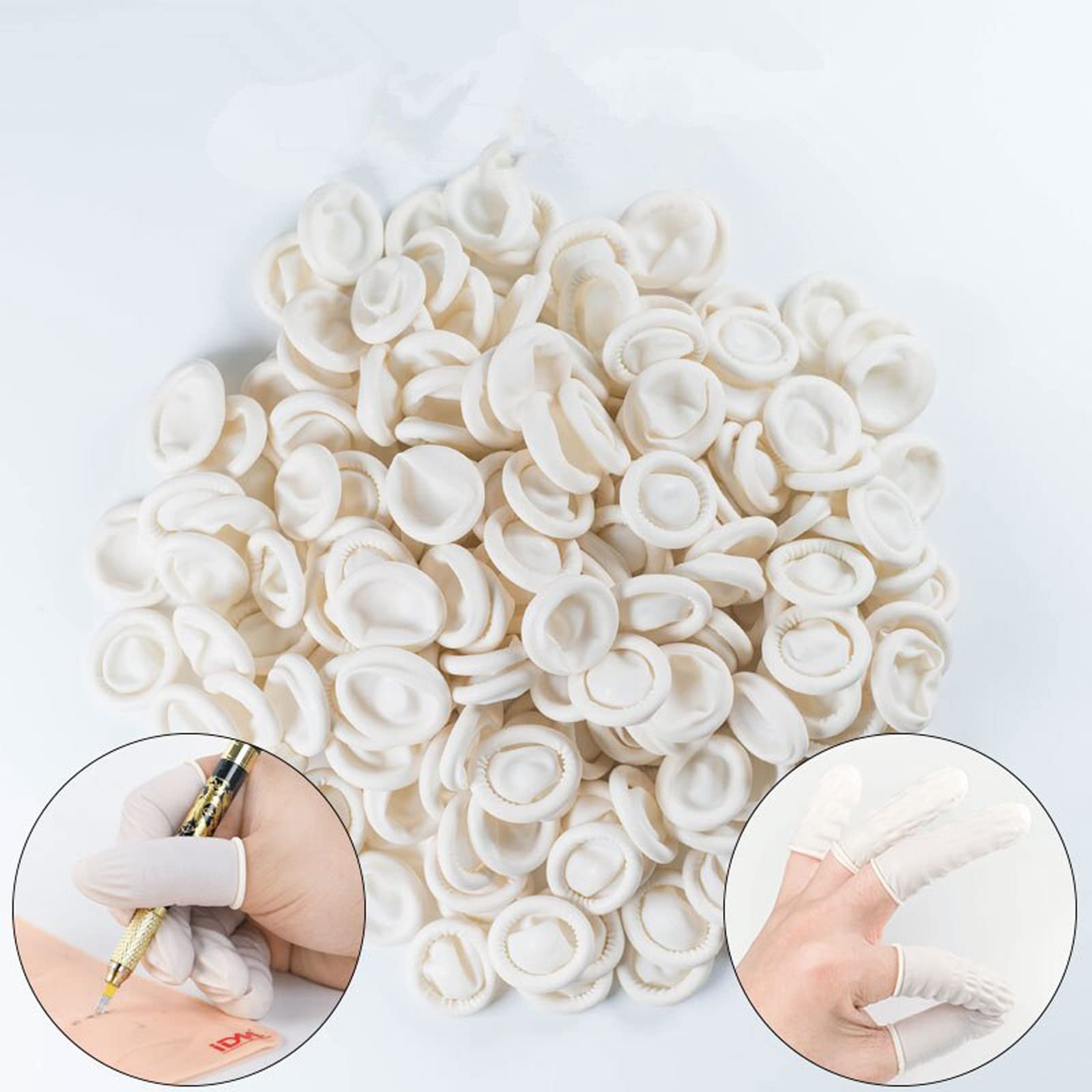 Doigtier Caoutchouc,Doigtier Latex,Doigtier Silicone,Protège Doigtier,Doigtiers en Latex,Doigts en Gel Cots,Doigtiers roulés latex blanc,à usage unique,Anti-Statique,Protection des Doigts,100 PCS