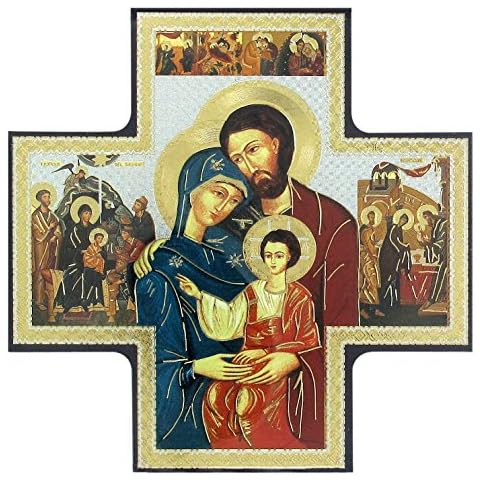 Religious Icon 15 cm x 15 cm. Holy Family Icon. Jesus, Mary and Joseph Cover