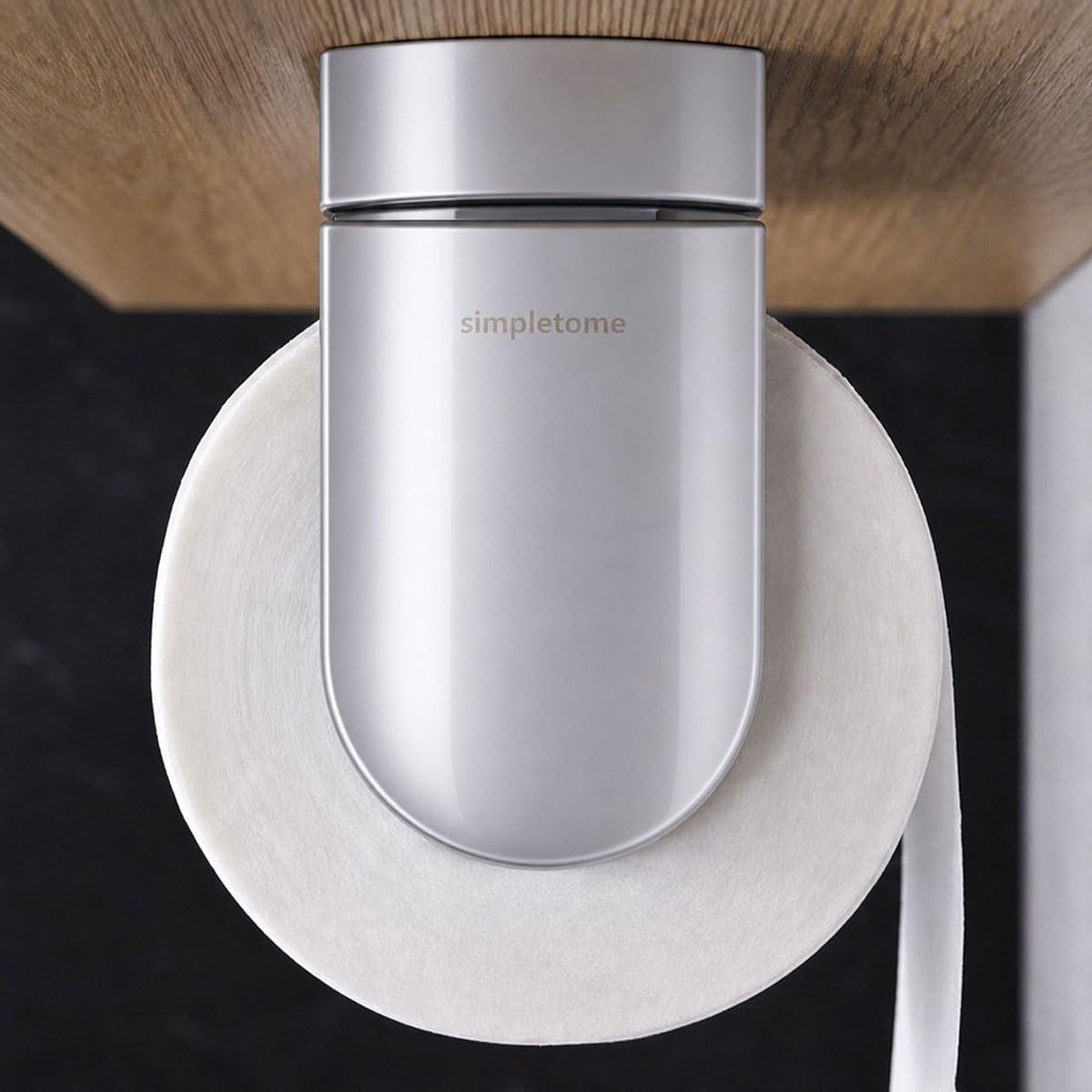simpletome LÁGRIMA A UNA Mano Portarollos Cocina Porta Rollos Papel de Cocina Adhesivo Soporte Rollo Cocina Pared Acero Inoxidable (Perla Cromo Plata)