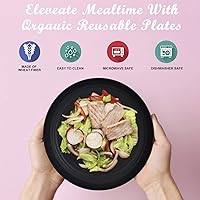 Vista 5 de Wrova - Platos de paja de trigo de 10 pulgadas, juego de 8 platos de cena irrompibles - Platos de plástico reutilizables aptos para lavavajillas