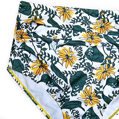 Sweetbump Maternity High Waist Swimsuit Two Piece Bathing Suit Cute Bikini Tie Ruched Front Crop Top Pregnancy Swimwear Yellow Floral S #TOP6
