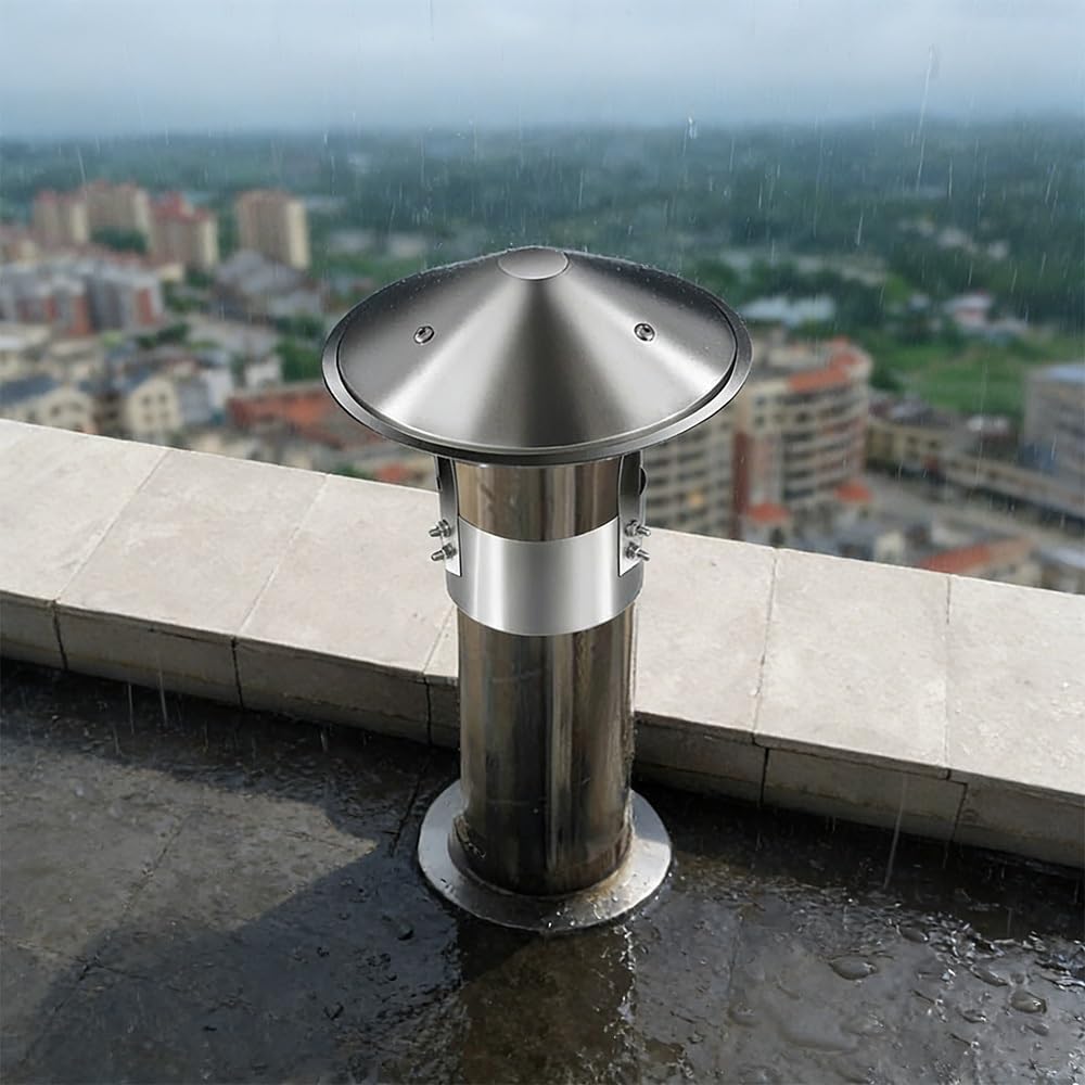 Sombrerete Chimenea Caperuza Salida Humos Redonda de Acero Inoxidable 304 Tapa de Chimenea Antilluvia 75mm 120mm 180mm para Estufa Pellet Tubo de Techo Fácil Instalación(180mm)