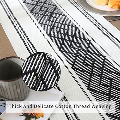 Lufeijiashi Woven Table Runners Farmhouse Style,Boho Table Runners 72 Inches Long With Tassels Elegant Washable Table Runners For Dining Room ,Wedding,Holiday,Party Table Decor (14.5X72Inch, Black) #TOP2
