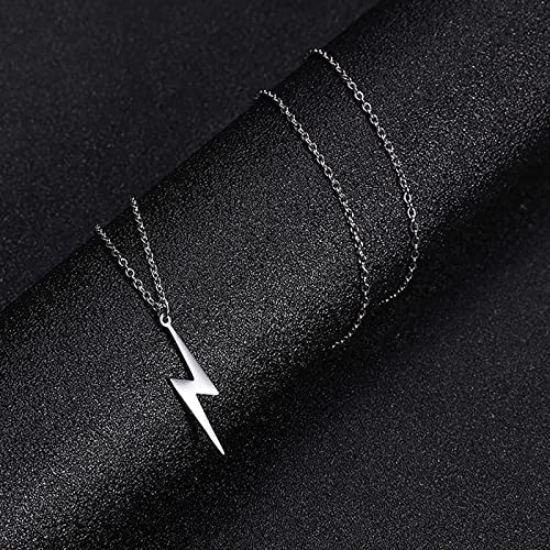 Collier éclair en acier inoxydable pendentif anti allergie