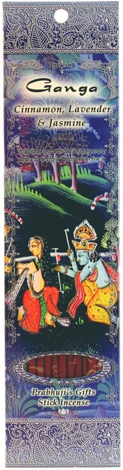 Prabhuji's Gifts Ganga Hand-Rolled Spiritual Incense Sticks from India - Aromatic Sticks - Stick Incense for Meditation - Yoga, Relaxation, & Aromatherapy Incense - Cinnamon, Lavender, and Jasmine