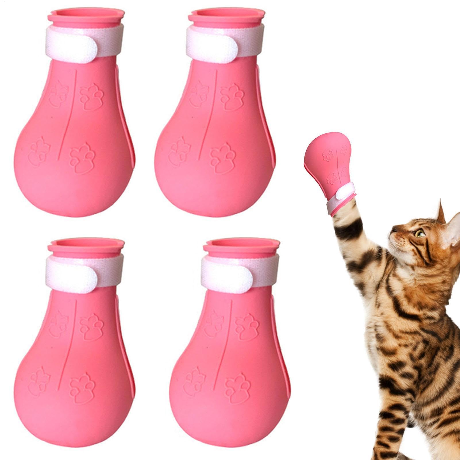 Cat Boots for Cats Only, Anti-scratch Boots Silicone Cat Shoes | Pet Scratching Restraint Booties for Home Bathing, Barbering, Body Checking