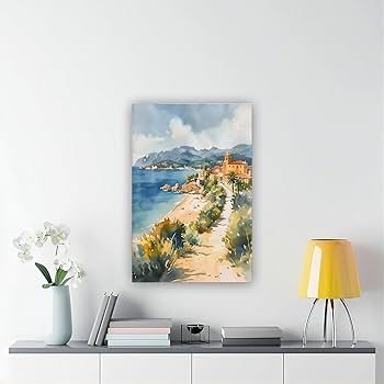 Amazon.com: ZJLAMZ Côte Dazur Watercolor Painting French