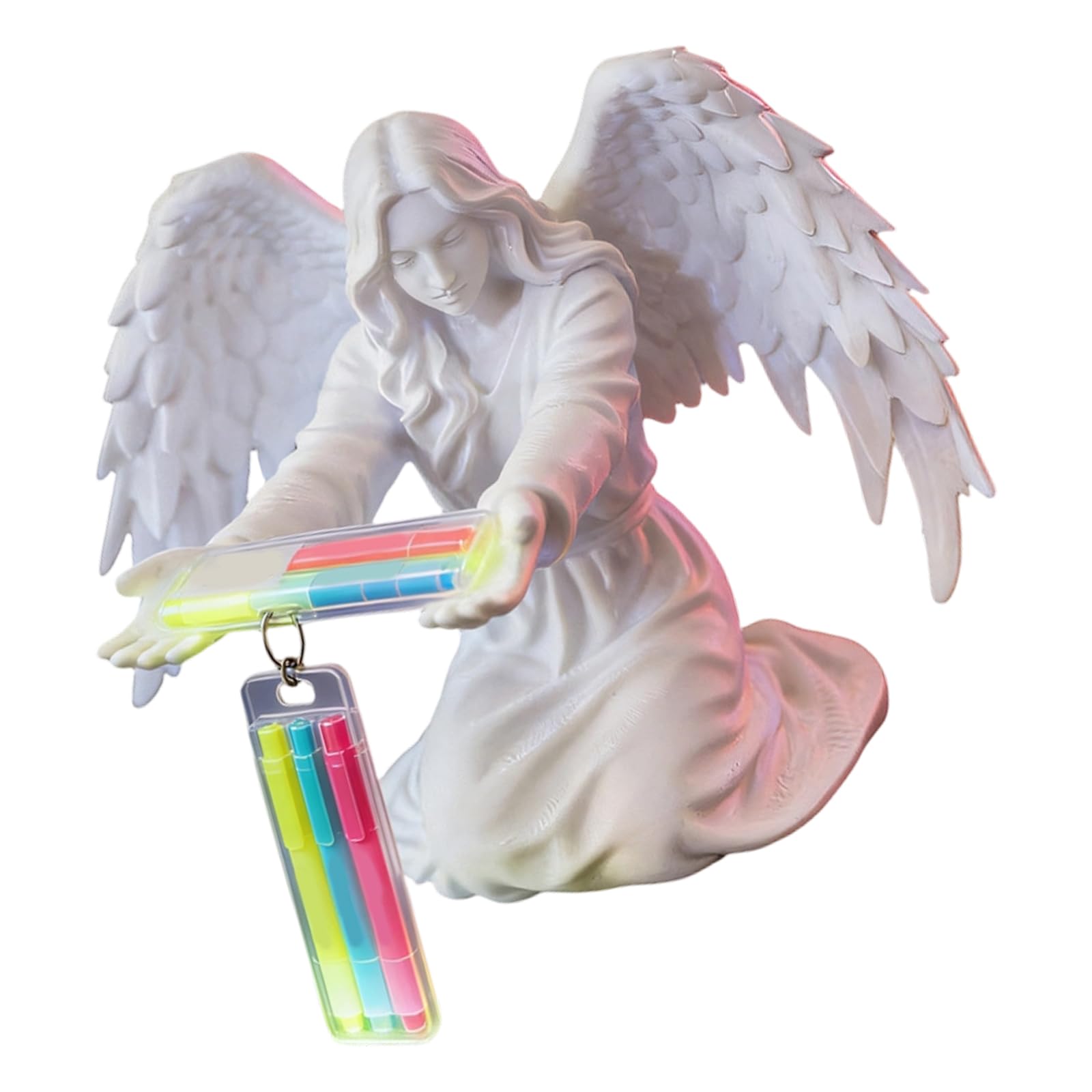 PLCPDM 3D Printed Angel Figurine Pen Stand Desktop Organiser Rack Eyeglasses Stand for Offices Desktop Organization Angel Desk Planner