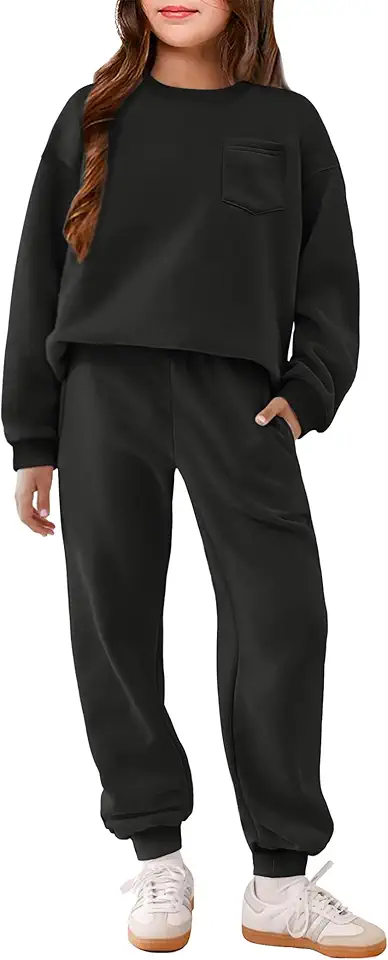 Arshiner Girls Clothes 2 Piece Fashion Fall Outfits Oversize Pullover Sweatshirt and Sweatpant Sweatsuit Sets with Pockets