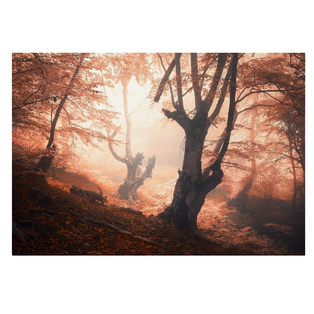 Mural de pared para dormitorio Árboles Del Bosque Otoño Vinilos de pared autoadhesivos grandes Niebla Póster para sala de estar habitación infantil fondo de TV 200x140cm