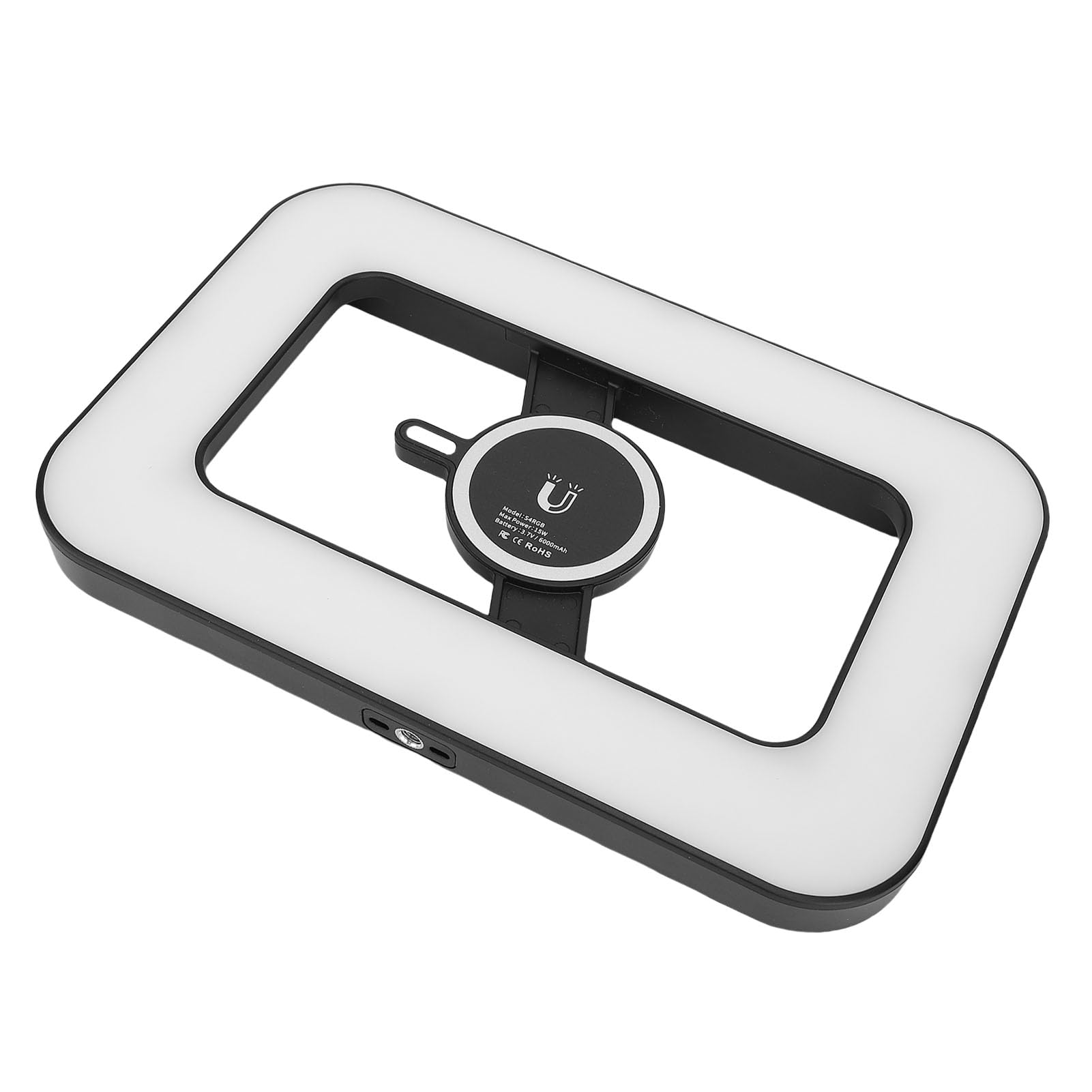 Bewinner Equipo de Video para Teléfono Inteligente con Luz, 2500-6500K RGB 0-359° Estabilizador de Teléfono en Color, Anillo de Luz LED Portátil para Grabación de Video con Batería de 6000 MAh y