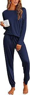 Pajamas Womens Long Sleeve Pj Set 2 Piece Loungewear Soft Comfy Sleepwear with Jogger Pants S-XXL