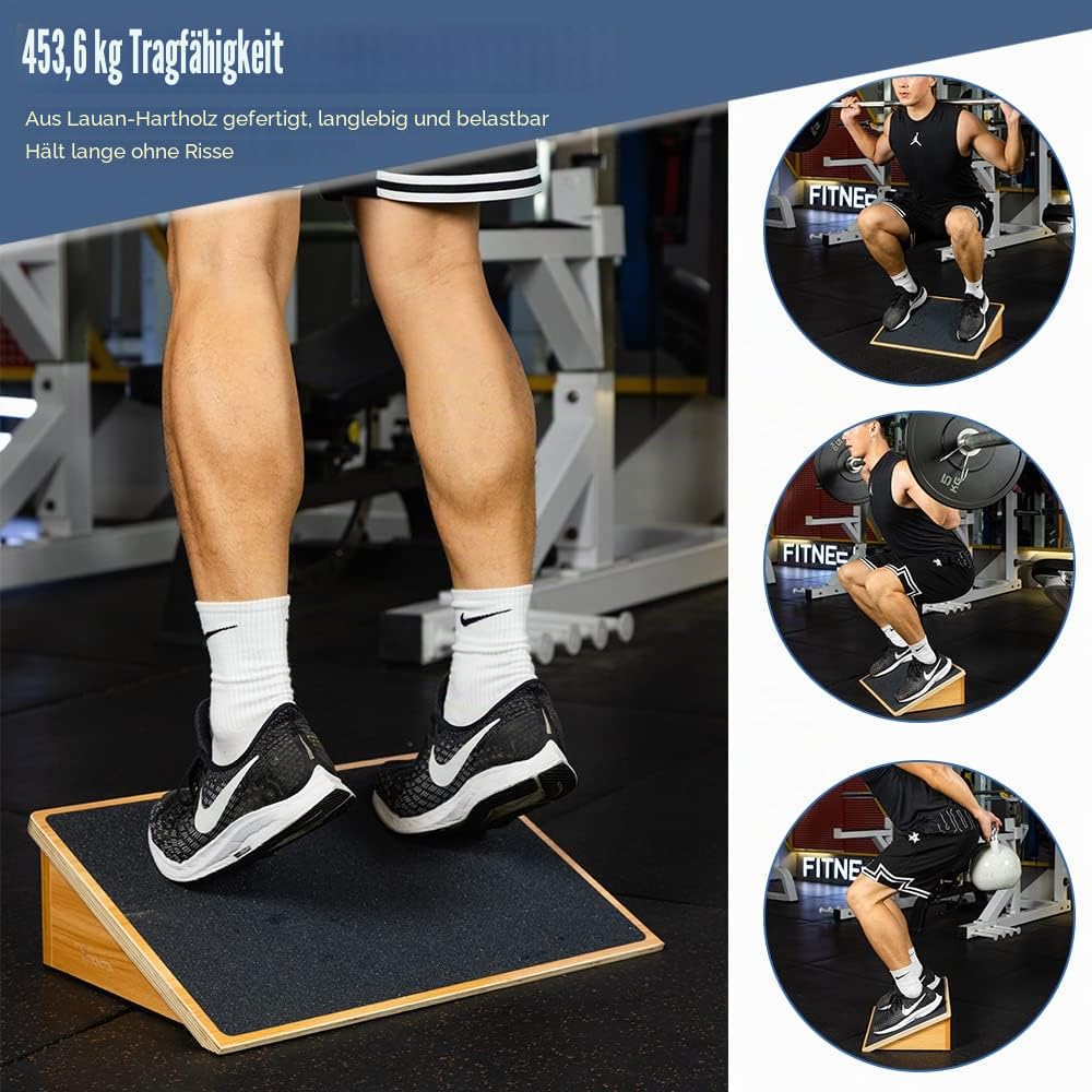 StrongTek Schrägbrett Slant Board für Squats Knie-Übungen aus Holz 450 kg