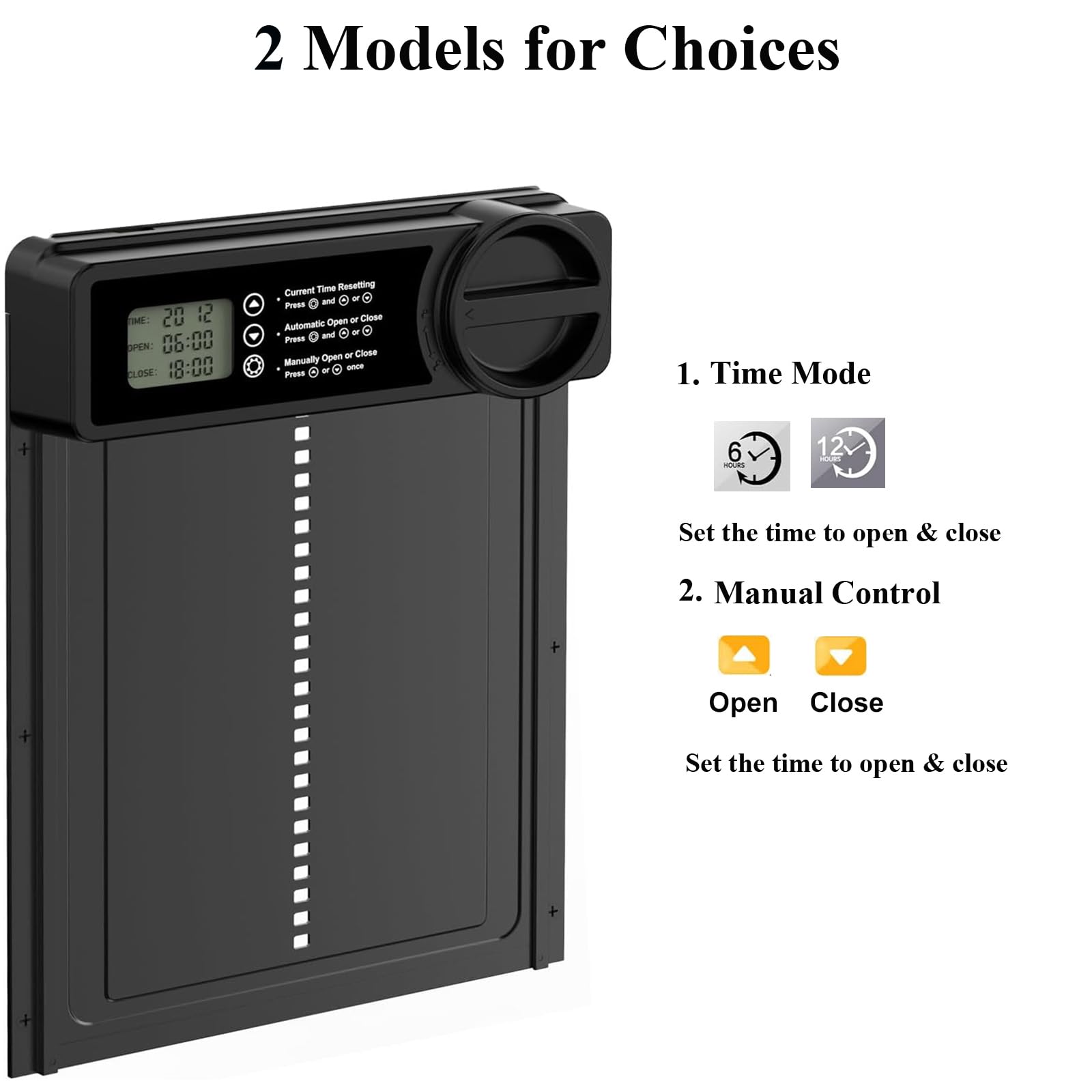 Porta automatica per pollaio, porta automatica per pollo con modalità manuale e timer, alimentata a batteria, display LCD, resistente alle intemperie, anti-pizzico, apriporta elettrico in lega di