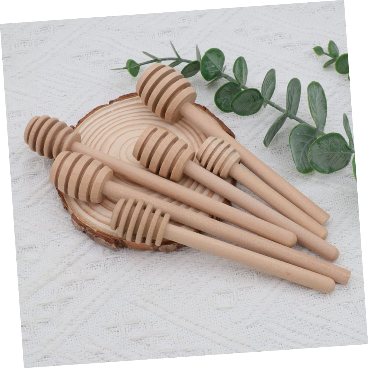 GRIRIW 10pcs Wooden Honey Stirring Rods for Marmalade Honey Dier Stirring Stick Rods Spiral Design for Kitchen Coffee Te