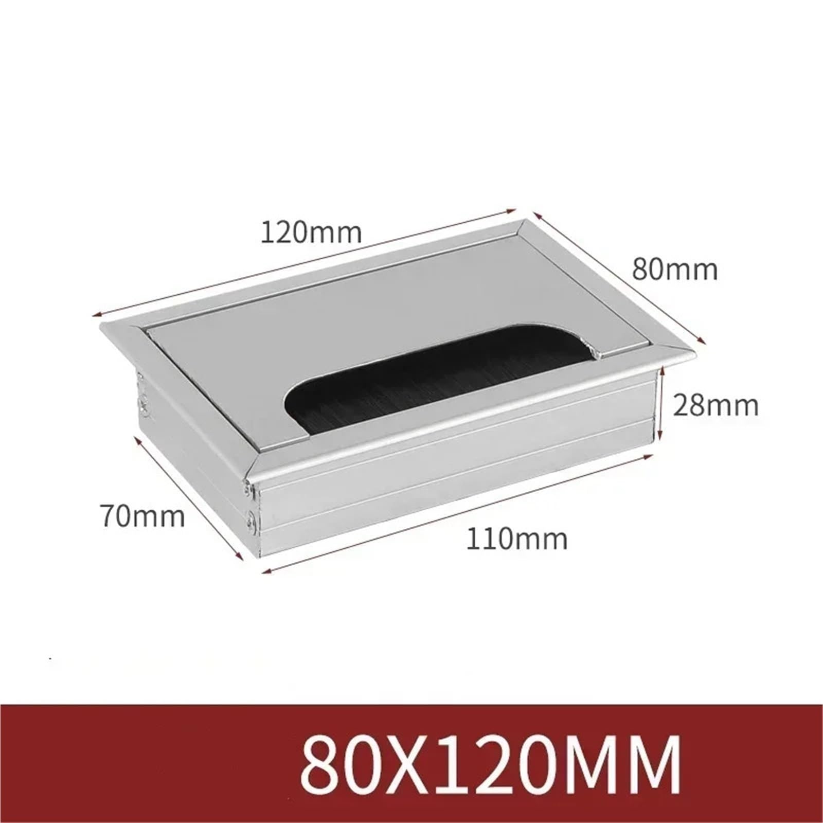 Kabeldurchführung für Schreibtische, 4 Stück, Schreibtisch-Loch-Drahtdekoration, Aluminiumlegierung, Tischlinie, rechteckige Einfädelbox (weiß, 80 x 160 cm)