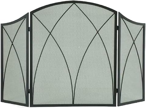 Fire Screen/Spark Fire Guard Panel Fireplace Partition Screen Tri-fold Wrought Iron Belt Mesh Fireproof Screen Fireplace Door Decorative Stove Fence H31.5 Fireguard