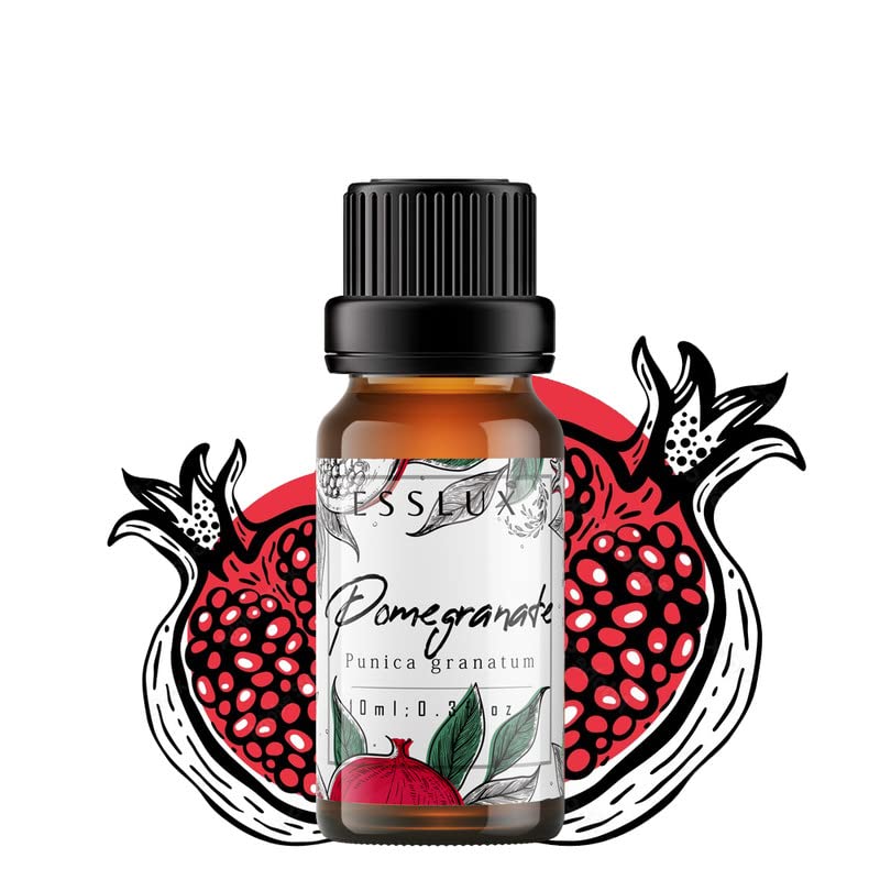 Image of Esslux Pomegranate Essential Oil: 100% Pure and Natural - Therapeutic Grade Indian Pomegranate Aromatherapy Oil - Ideal for Skin and Hair Care - 10 ML