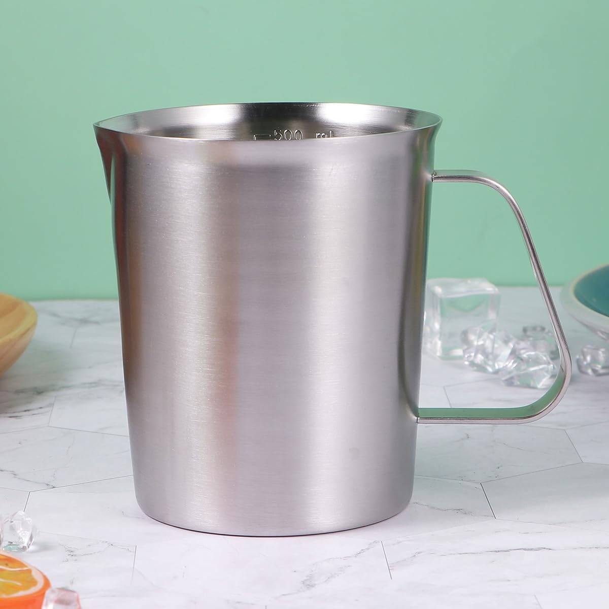 Stainless Steel Baking Cup with Scale 500ml Liquid Measuring Cup Silver Kitchen Utensil for Baking and Cooking Home Use