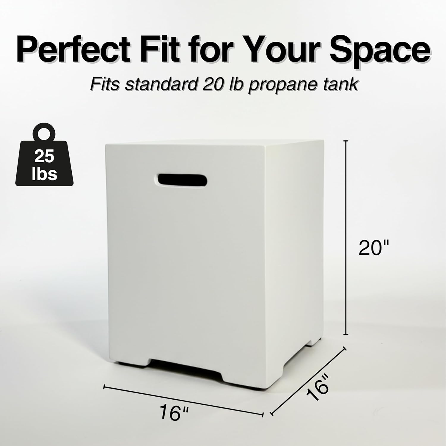 Propane Tank Cover Table for Fire Pits, 20 LB Concrete Propane Tank Holder with Side Handles, Outdoor Tank Storage Side Table for Patio, Gas Griddle, Ancient White