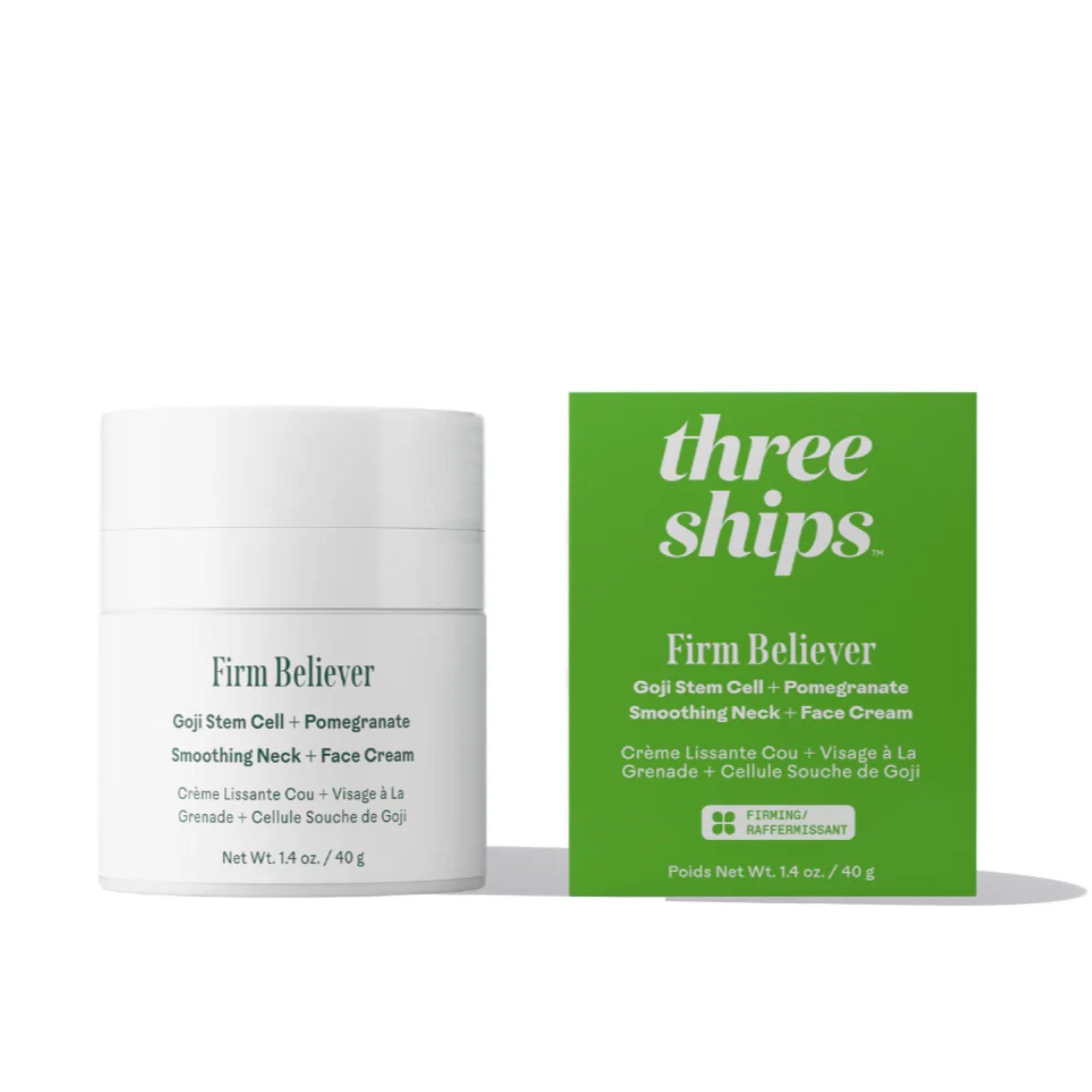 Firm Believer Goji Stem Cell + Pomegranate Smoothing Neck + Face Cream | Moisturize, Smooth, Tone Skin | Cruelty-Free, Vegan, Paraben-Free, Sensitive Skin Safe (1.4 oz | 40 g)