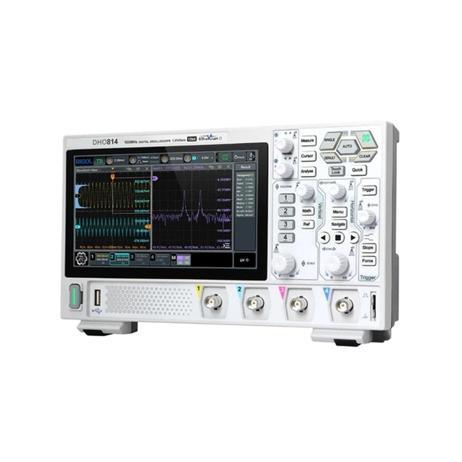Osciloscopio digital DHO802/DHO804/DHO812/DHO814 de 2/4 canales, 70/100 MHz, 12 bits, 1,25 Gsa/s, 25 MPts de profundidad(DHO814,AU)