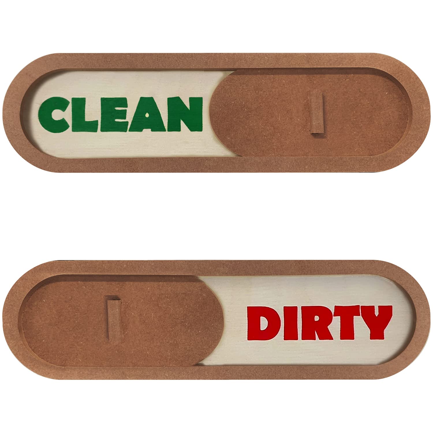 Geekbear 12. Brown Slider Wood Clean Dirty Magnet For Dishwasher (12. Brown Slider) - Colorful Wood Sliding Indicator - Slider Type Dishwasher Sign - No-Scratch Kitchen Refrigerator Storage Decor Accessories