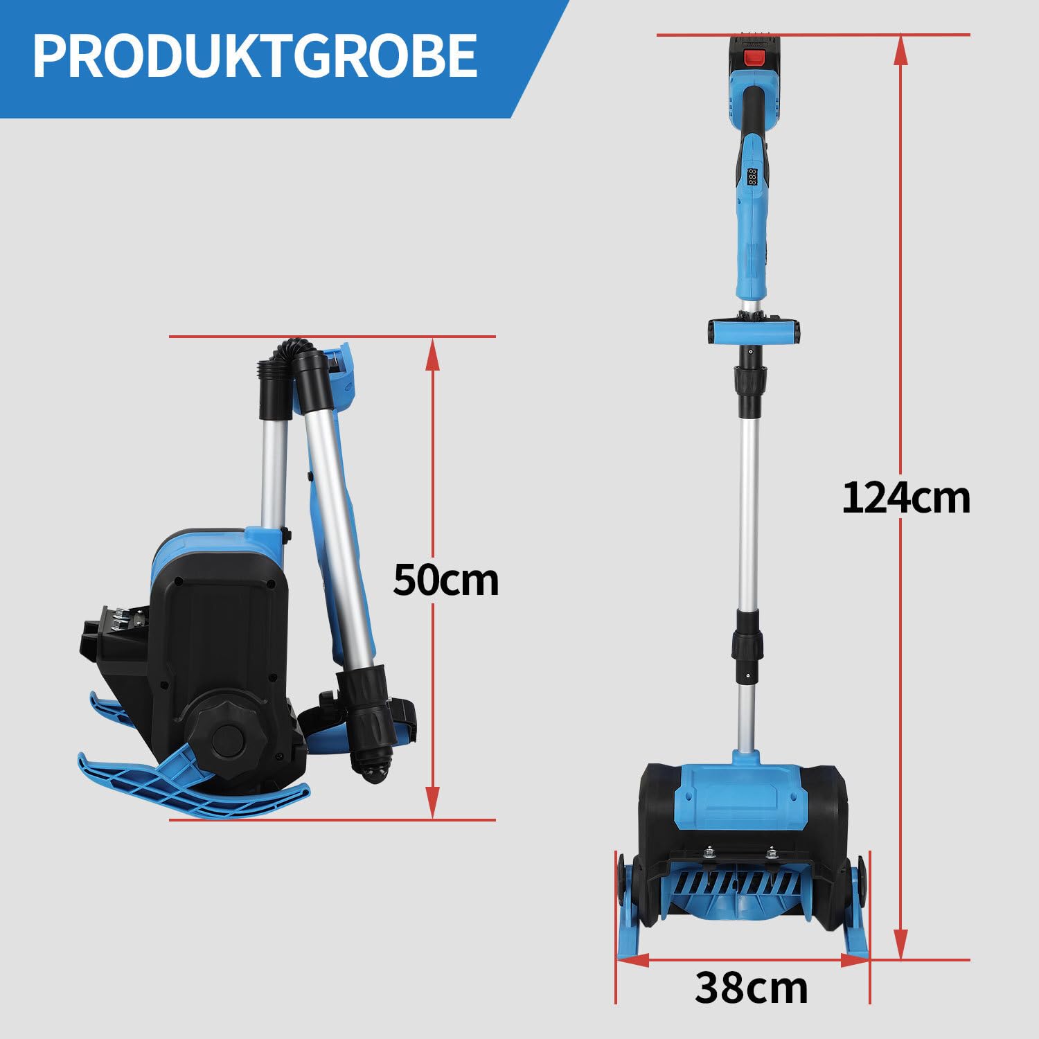 Akku-Schneefräse, 21V/1000W Elektrische Schneefräse mit 2×4500mAh Akkus & Ladegerät, 25cm Arbeitsbreite, 8m Wurfweite, Bürstenloser Motor, Leicht (3.6kg) für Gehweg & Terrasse