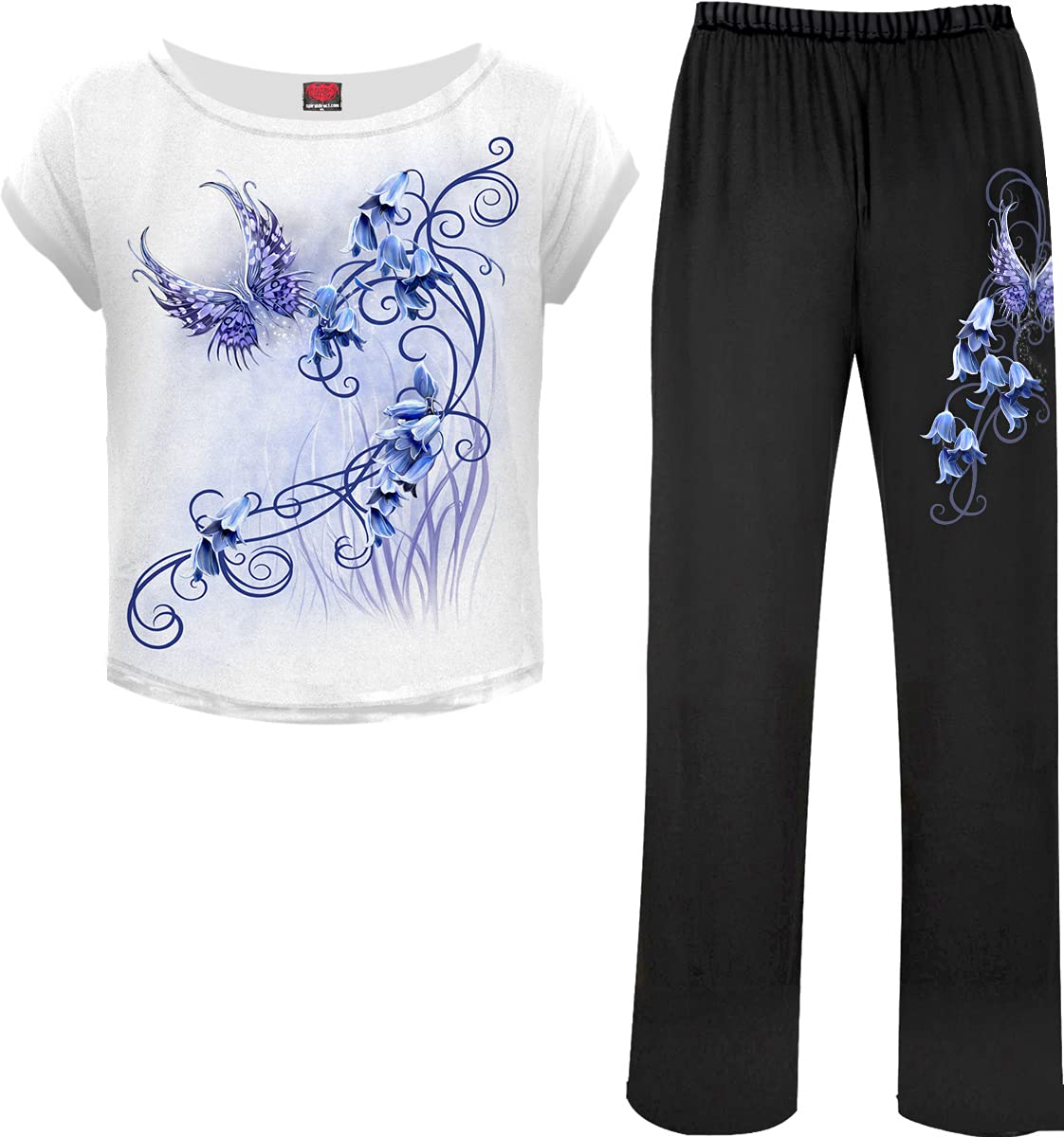 Spiral - Bluebell Fairy - 4Pc Gothic Pyjama Set - XL Black