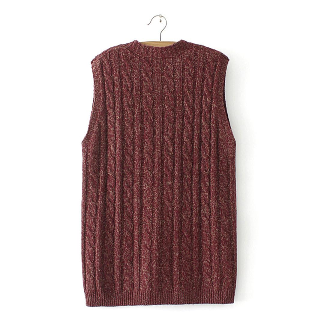 Alloaone Maglione da Donna Casual Taglie Forti, Gilet, Cardigan Lavorato A Maglia, Scollo A V, Senza Maniche, con Tasca