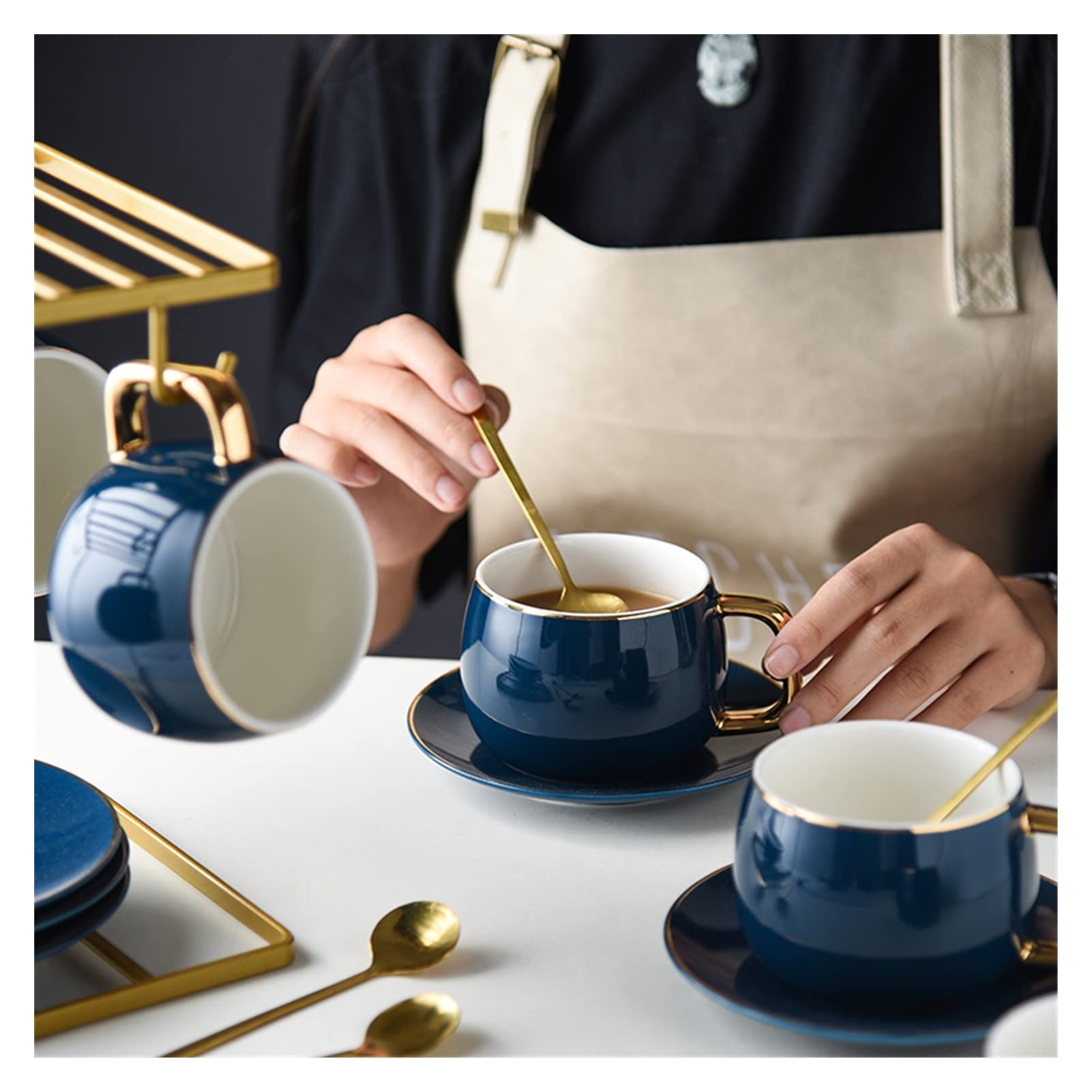 Tazze Caffe Modern Design Porcellana Tazza di caffè e piattino Ceramica semplice Tazza semplice Light Luxury Espresso Drinkware for il tè Set Tazzine Caffè (Color : Red)