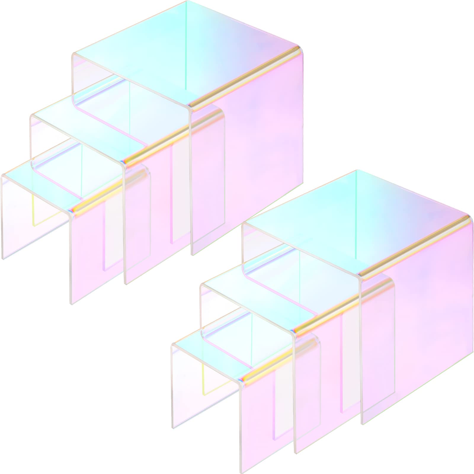Chuangdi 2 Sets Acrylic Display Risers, Figure Stand, Rainbow, Medium Set