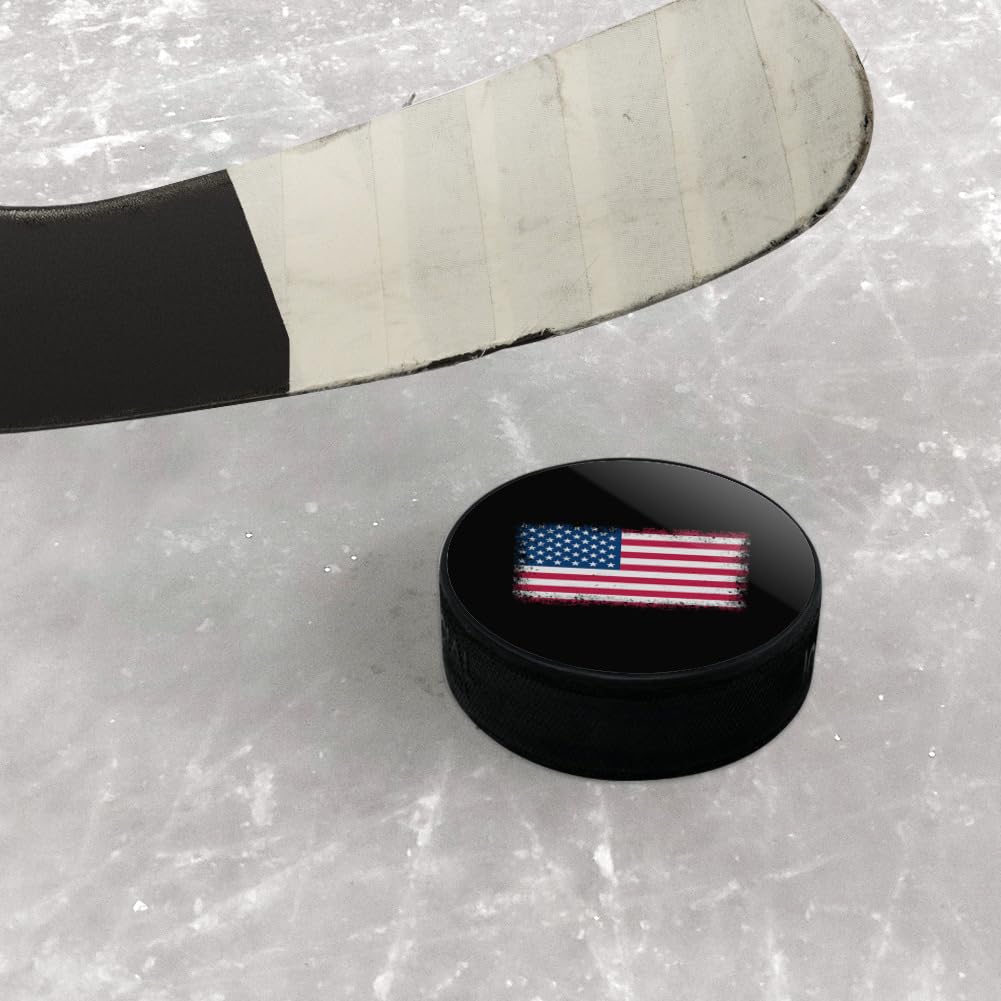 GRAPHICS & MORE American Flag Distress Ice Hockey Puck