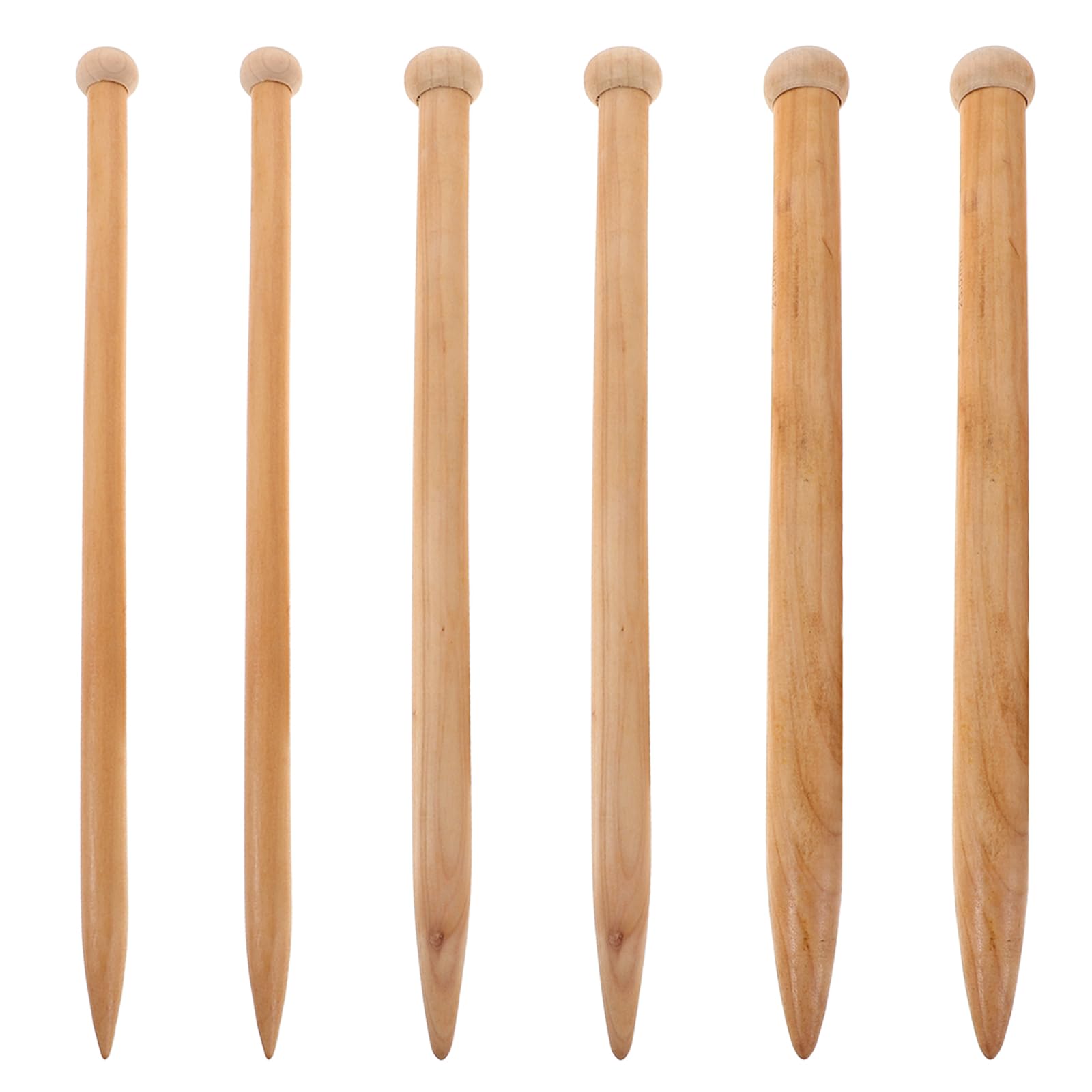 UKCOCO 6 Piezas Agujas de Tejer Grandes de Madera Agujas Rectas Jumbo para Hilo Grueso y Suéteres Suministros de Bricolaje para Principiantes