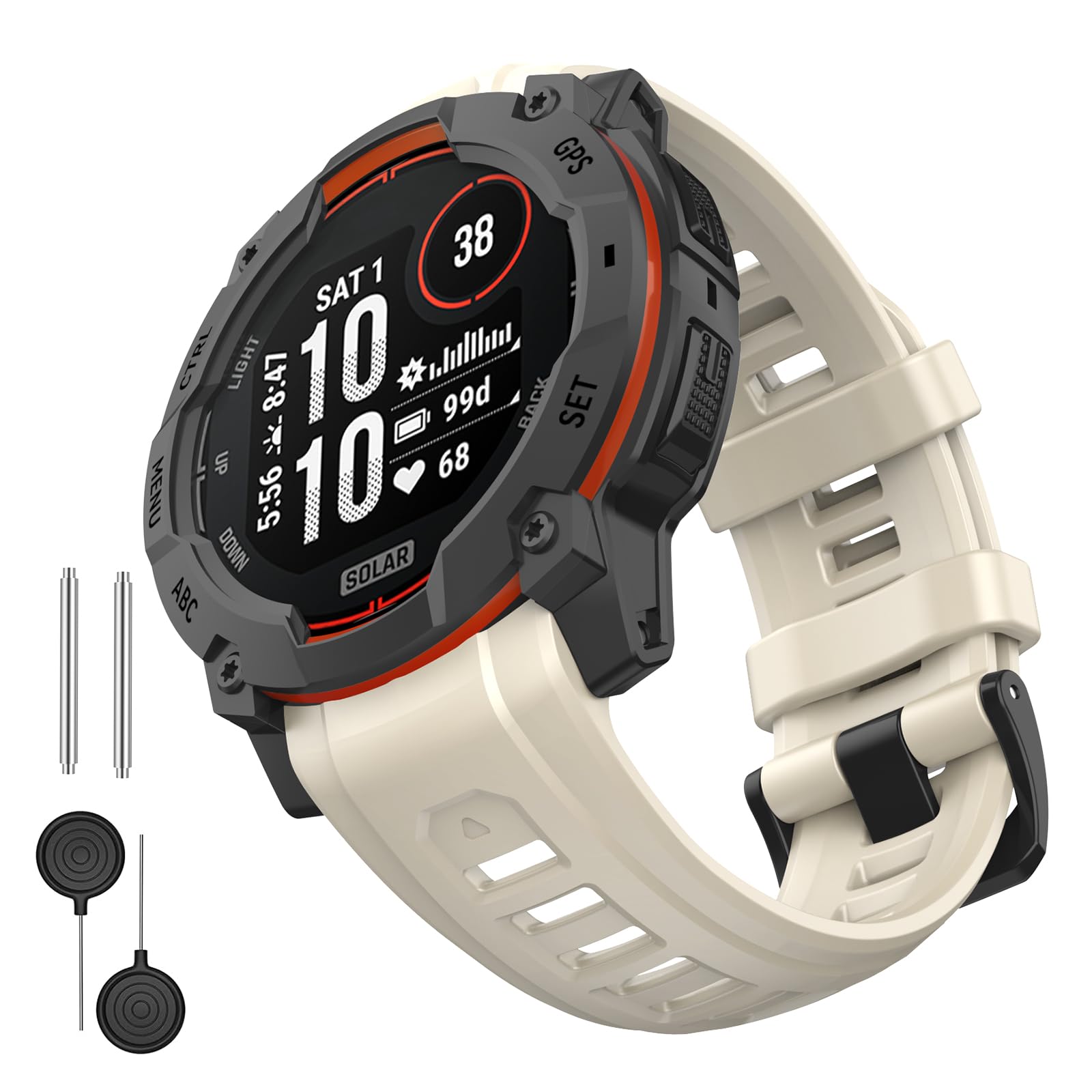 MYSNBKN 26 mm Watch Straps for Instinct 3 AMOLED 50 mm, Adjustable Soft Silicone Replacement Strap with Adapter Tool