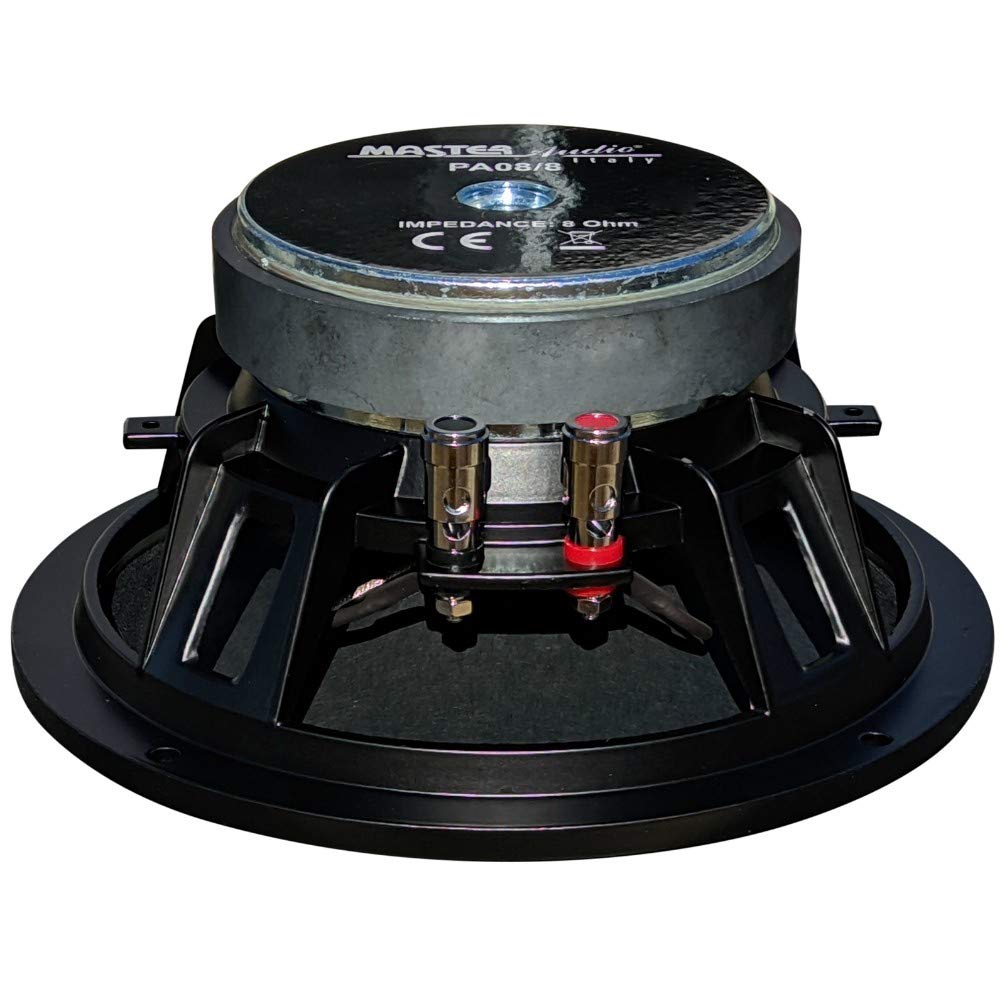 1 MASTER AUDIO PA08/8 Altavoz 20.00 cm 200 mm 8" 240 vatios rms 480 vatios MAX impedancia 8 ohmios con sensibilidad 92 db Negro, 1 Pieza