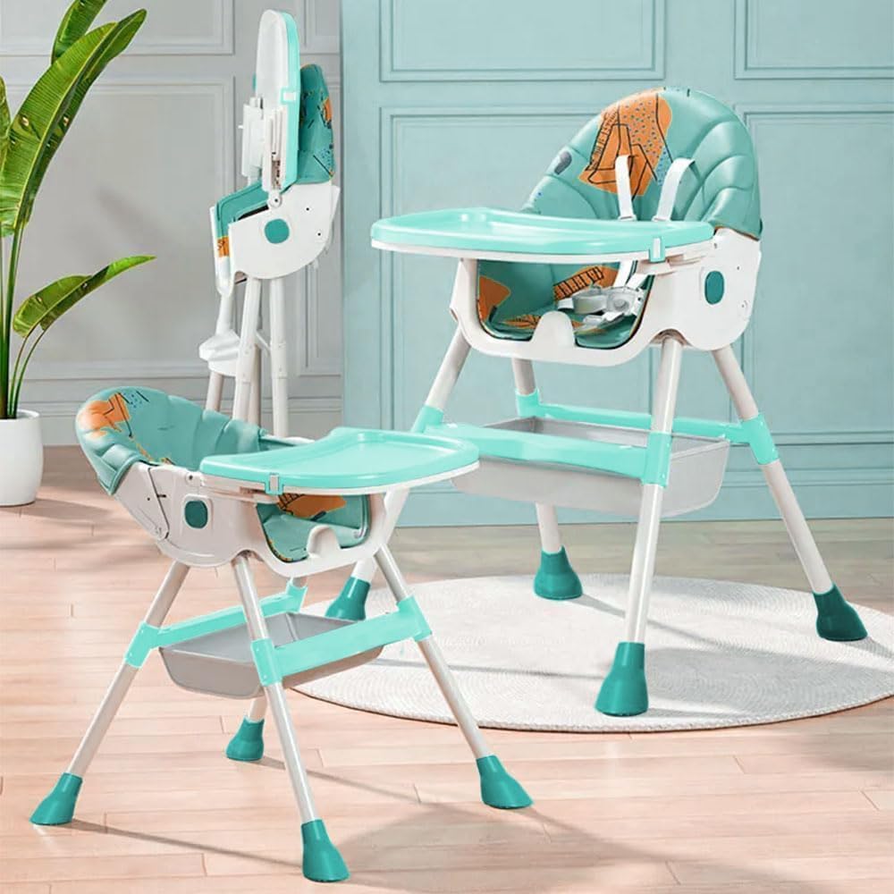 StarAndDaisy High Chair for Baby/Baby Feeding Chair for 0 to 5 Years with Multi Level Height Adjustment, Reclining Seat, 5 Point Safety Belt/High Chair with Detachable Tray- Sea Blue