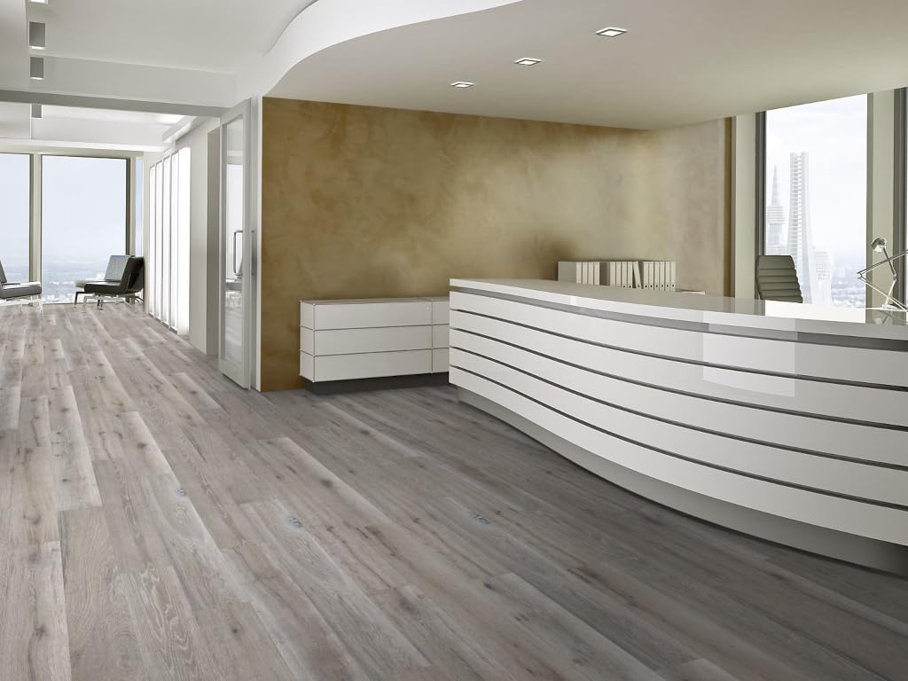 Grau 7,5 mm Korkboden DESIGNTrend Eiche Greystone, Kork Naturboden Holzoptik Landhausdiele, Korkfliesen Korkparkett | 1 Stk. ca. 2,03 m², 116.4 x 19.4 x 0.85 cm